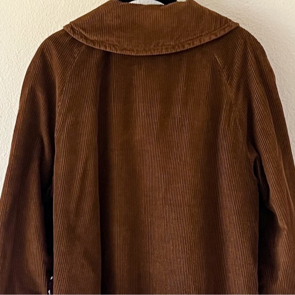 Vintage Camel Brown Corduroy Coat Peter Pan Collar Bracelet Sleeves - Picture 10 of 15